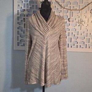 Knox Rose Size S Striped Cowl Neck Long Sleeve Tunic Sweater NWT Ivory